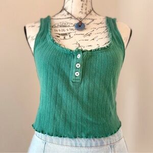 American Eagle Outfitters Teal Buttoned Tank Top
